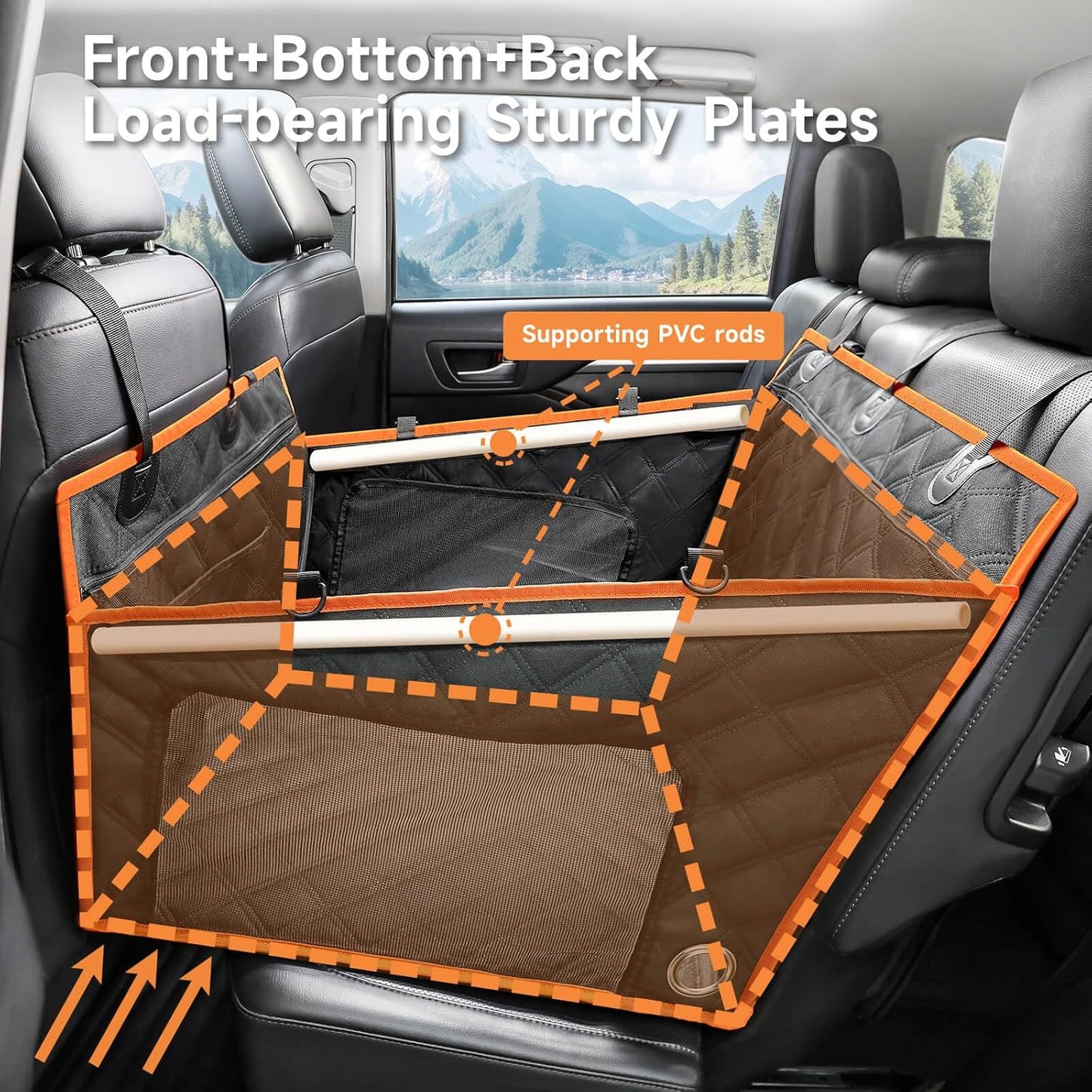 Dog Car Seat for Medium/Large Dogs, Hard Bottom Back Seat