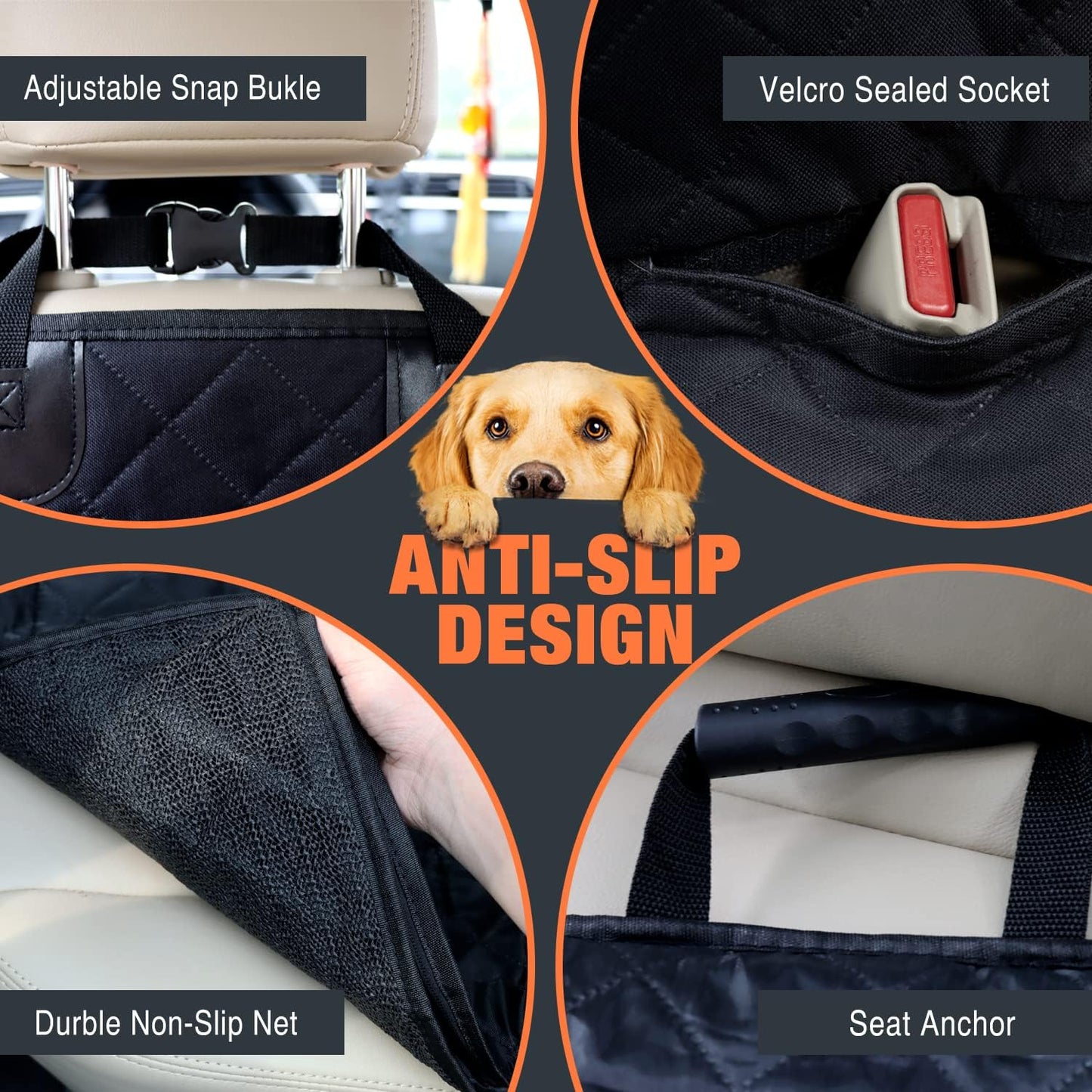 Dog Car Seat Cover for Back Seat, Dog Seat Cover with