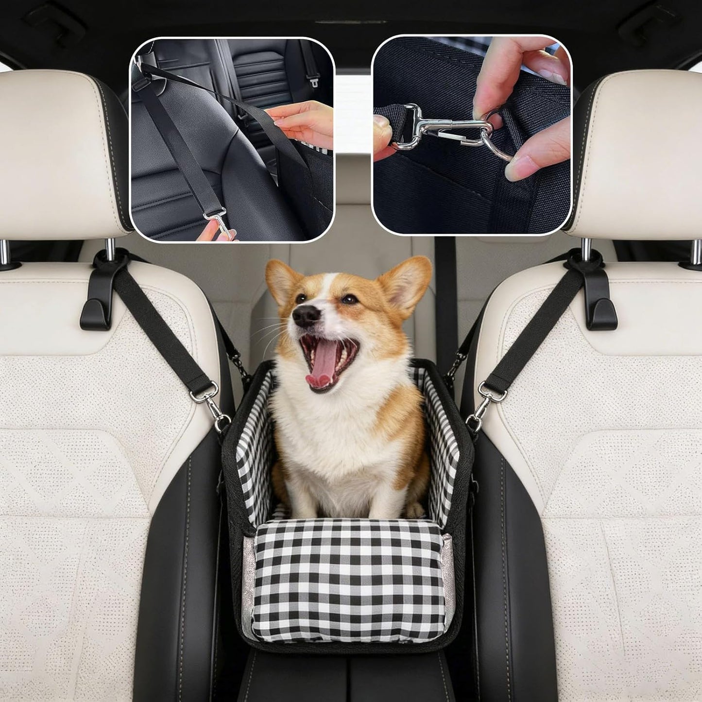 Center Console Dog Car Seat, Anti-Collapse Armrest Booster