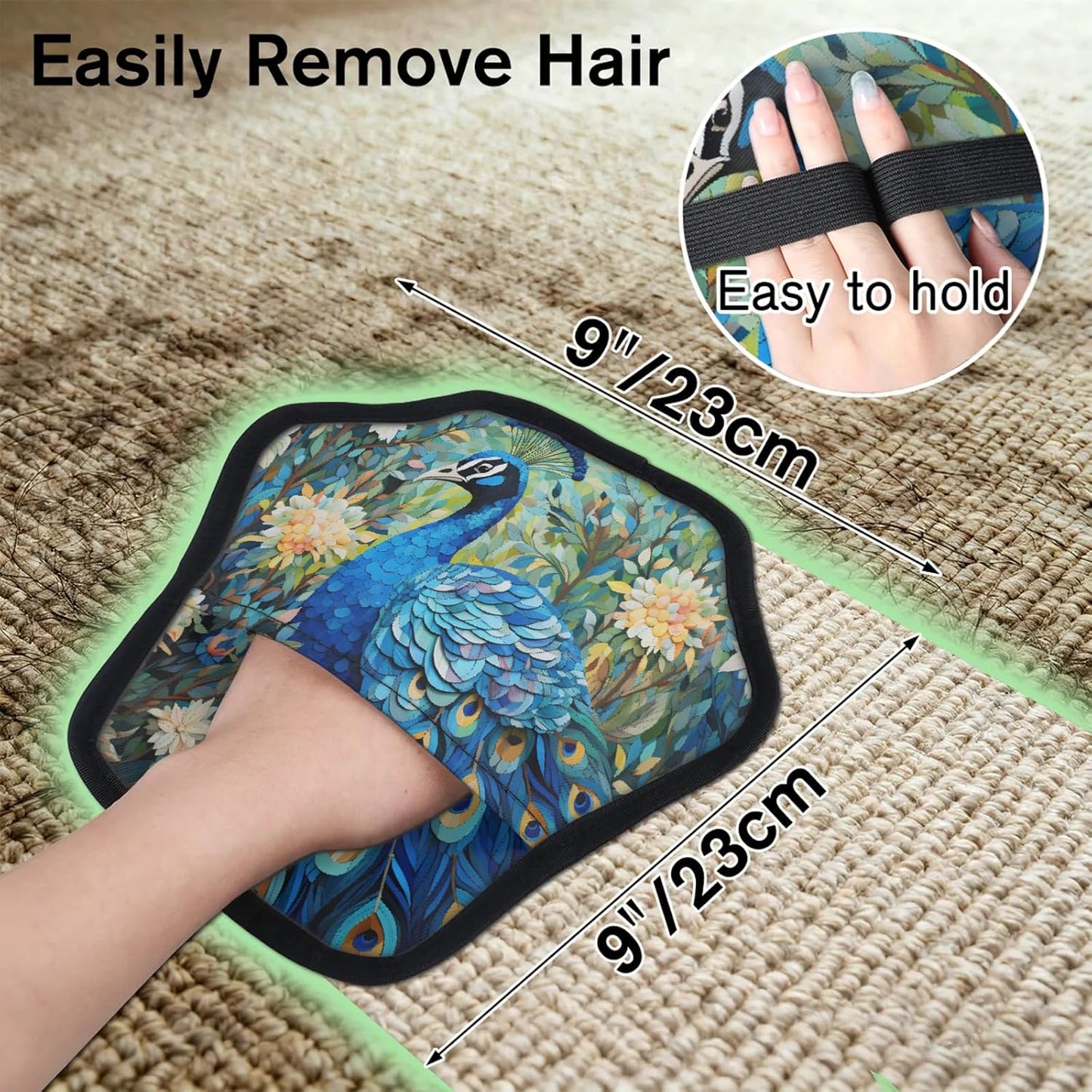 Blue Peacock Flowers 2Pcs Electrostatic Reusable Pet Hair