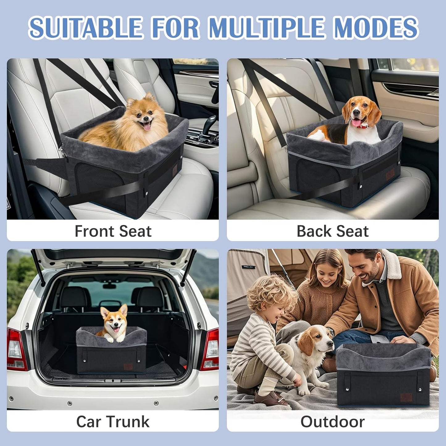 Dog Car Seat for Small Dogs, Detachable Washable Dog