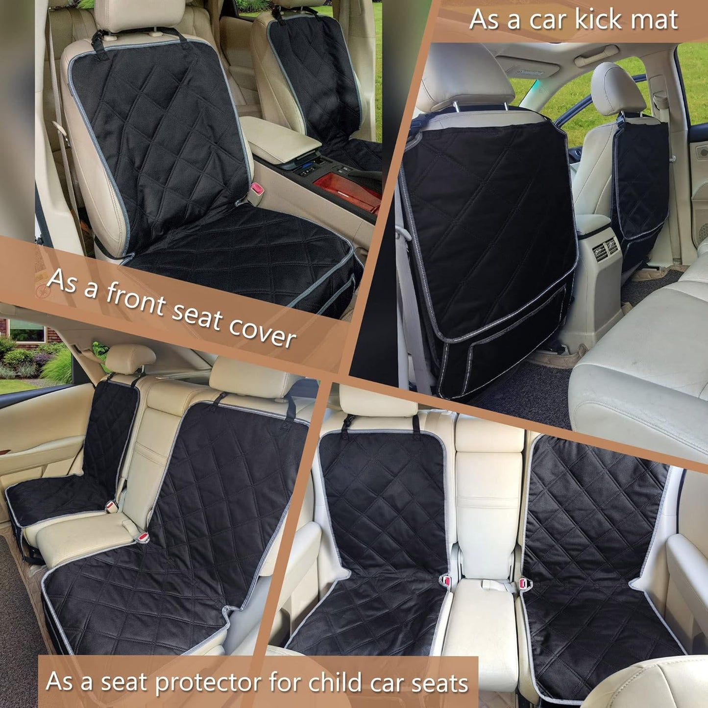 Dog Front Seat Covers for Cars, 2 Pack Waterproof Bucket