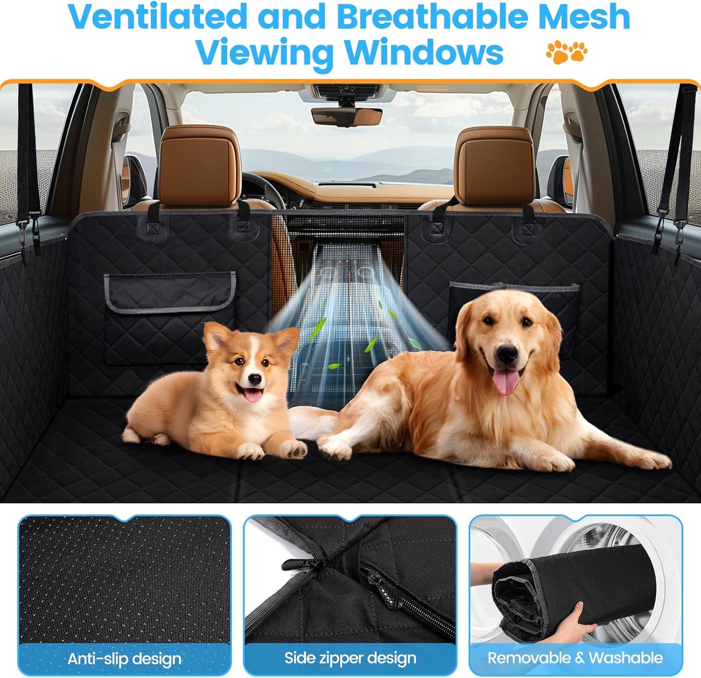Dog Car Seat Cover for Back Seat, Back Seat Pet Cover with