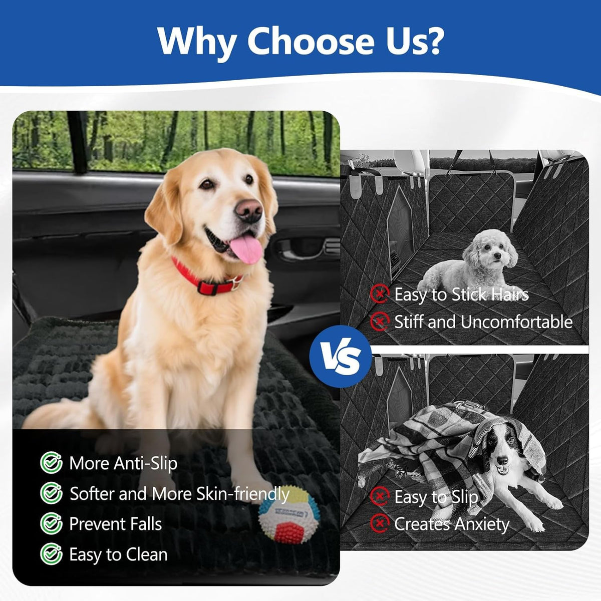 Thickened Dog Bed for Car Back Seat, Upgraded Bottom