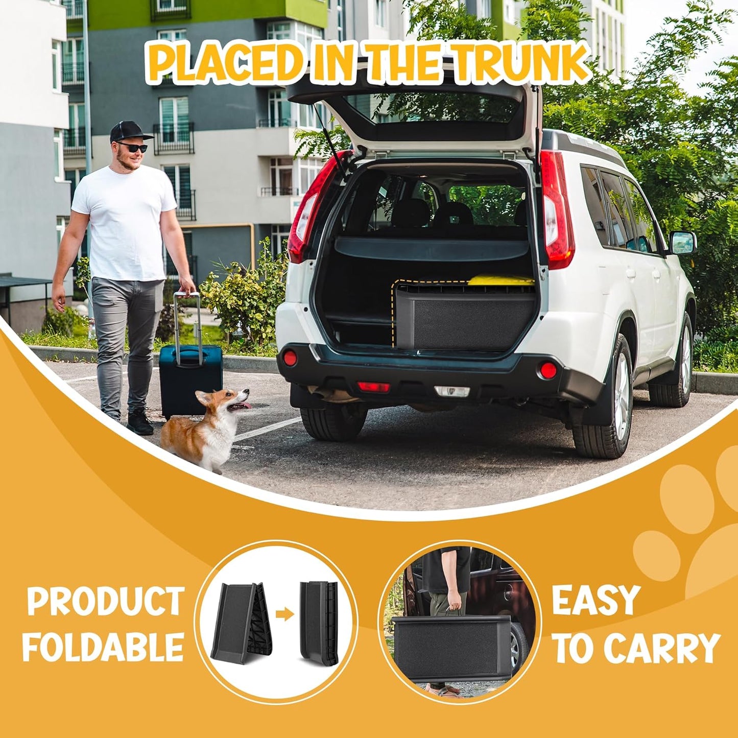 Portable Folding Dog Ramps for SUV, Truck, Car Ramp Stairs