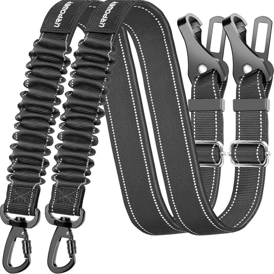 3-in-1 Dog Seat Belt for Car, 2 Pack Adjustable Bungee Dog