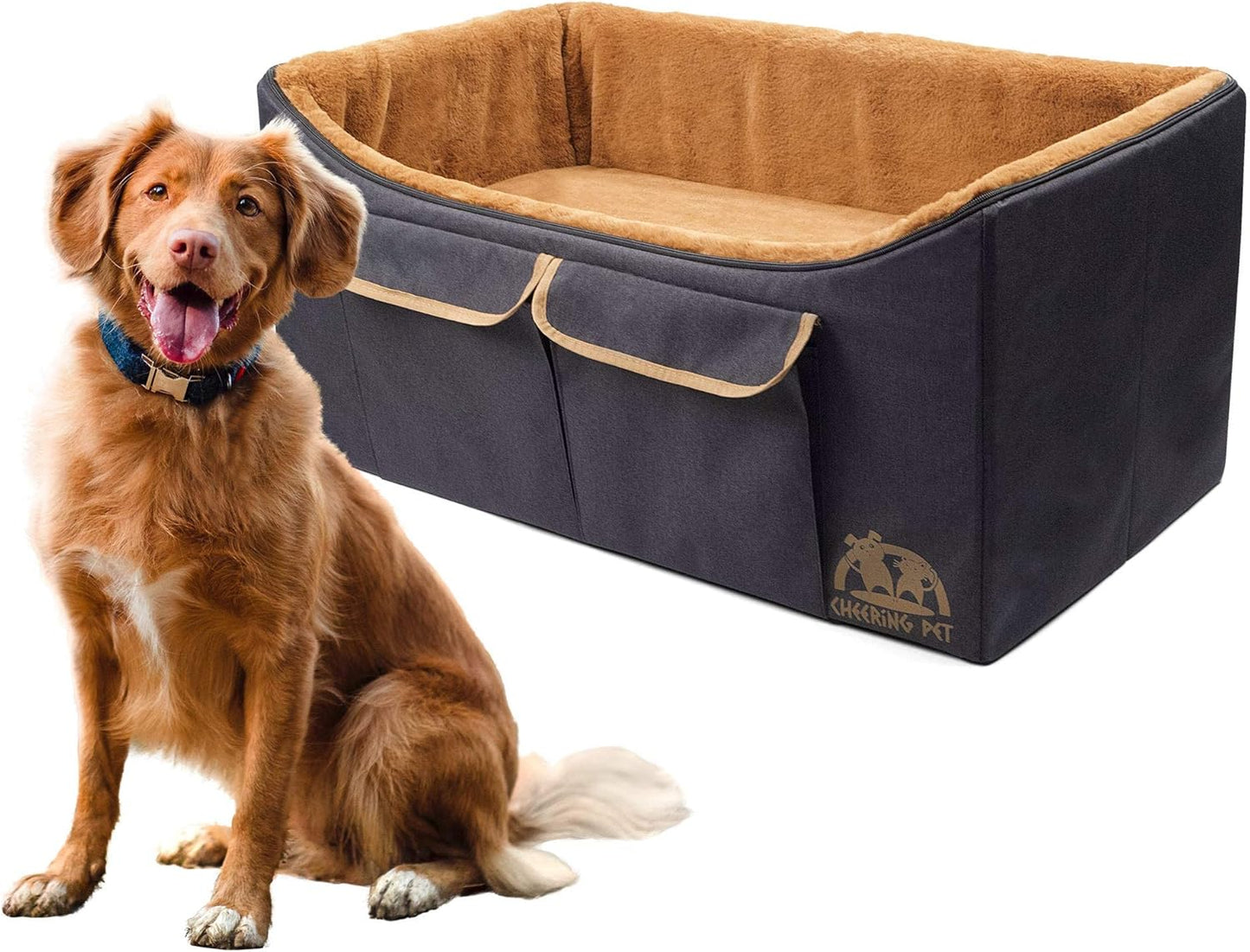 Dog Car Seat, Elevated Pet Bucket Booster Seat, Foldable