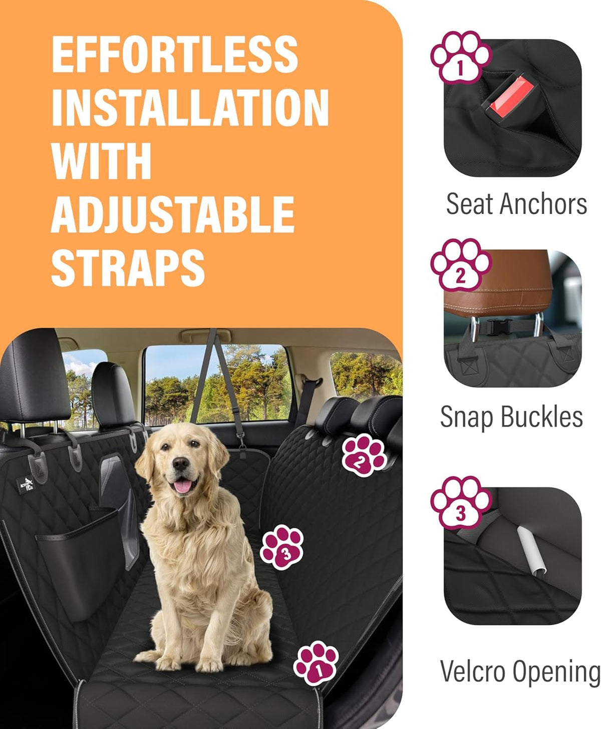 Dog Car Seat Cover for Back Seat, Waterproof Pet Protection