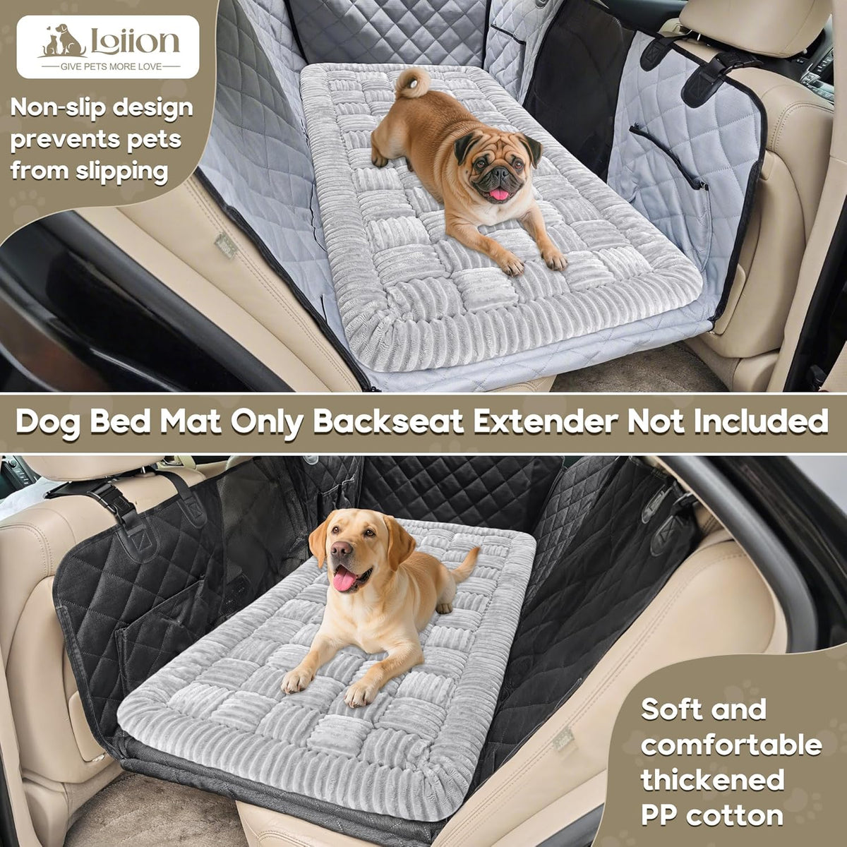 Dog Car Bed Mat, Non-Slip Backseat Extender Pet Blanket