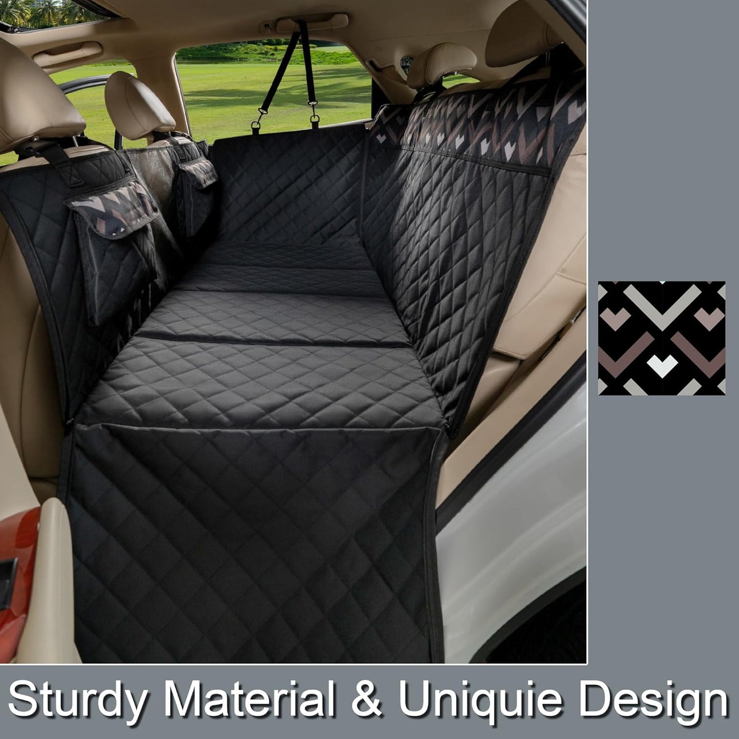 Back Seat Extender, Car Seat Cover for Dogs with Hard