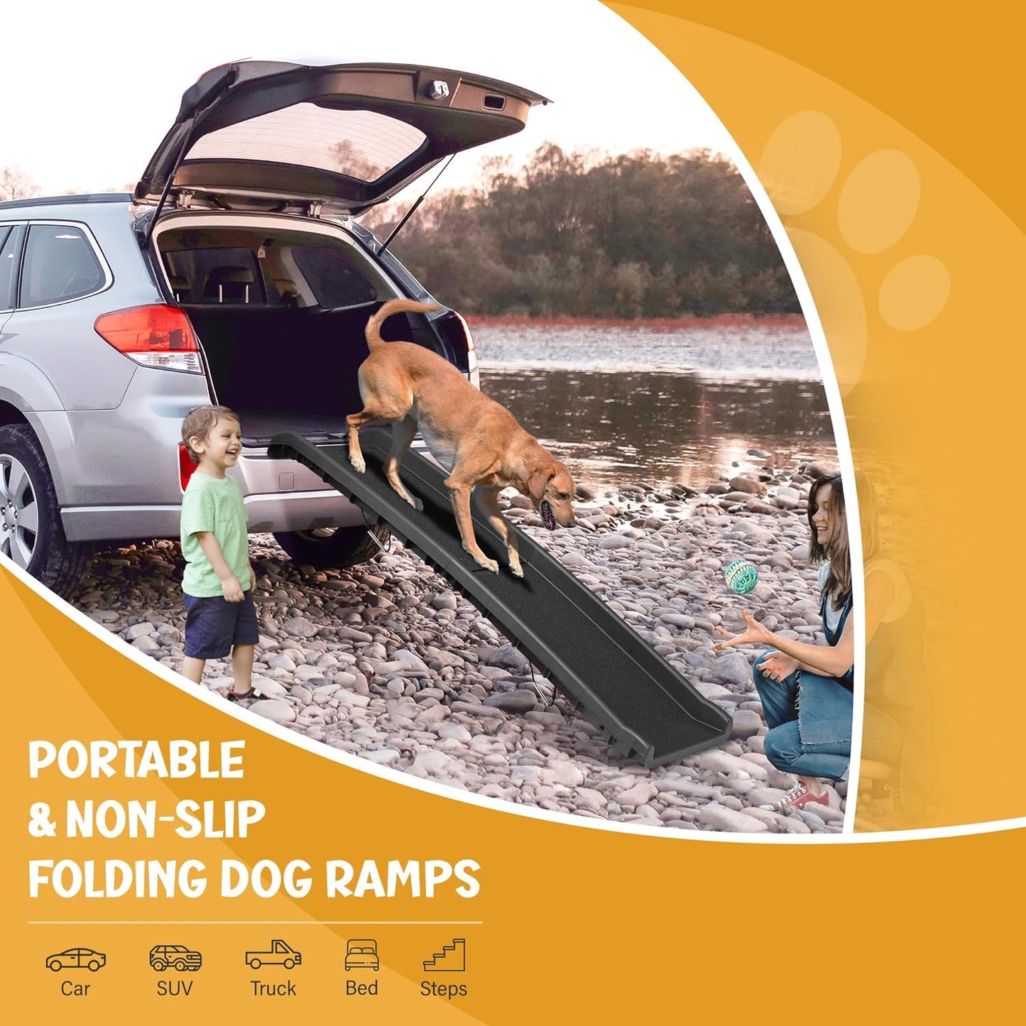 Portable Folding Dog Ramps for SUV, Truck, Car Ramp Stairs