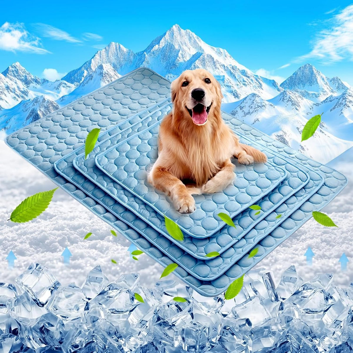 Coppthinktu Dog Cooling Mat for Dogs Self Cooling, Summer Dog Cooling Pad for Small Medium Large Dogs Cats, Pet Ice Silk Blankets Sleeping Mat, Outdoor Dog Self Cooling Crate Mats Washable Portable