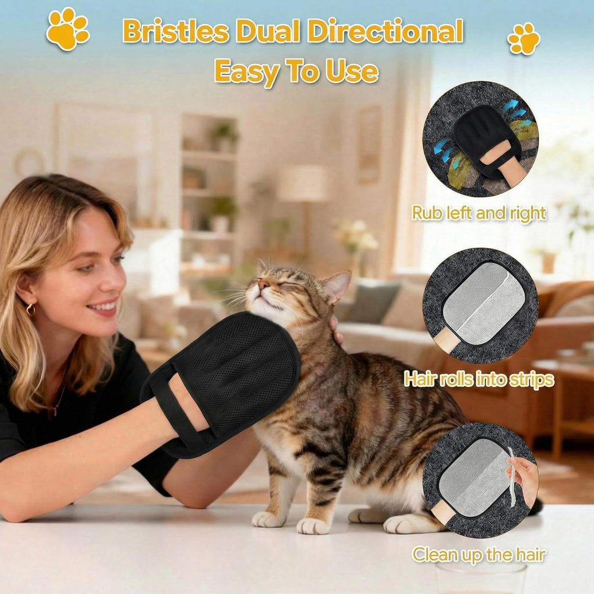 Pet Hair Removal Glove for Cat & Dog,Resuable Five-Finger