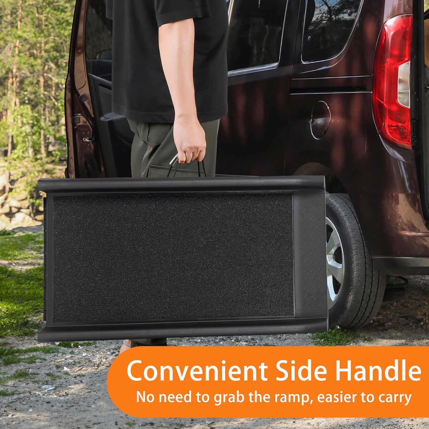 Folding Dog Ramp for Car, Non-Slip Pet Ramp with High