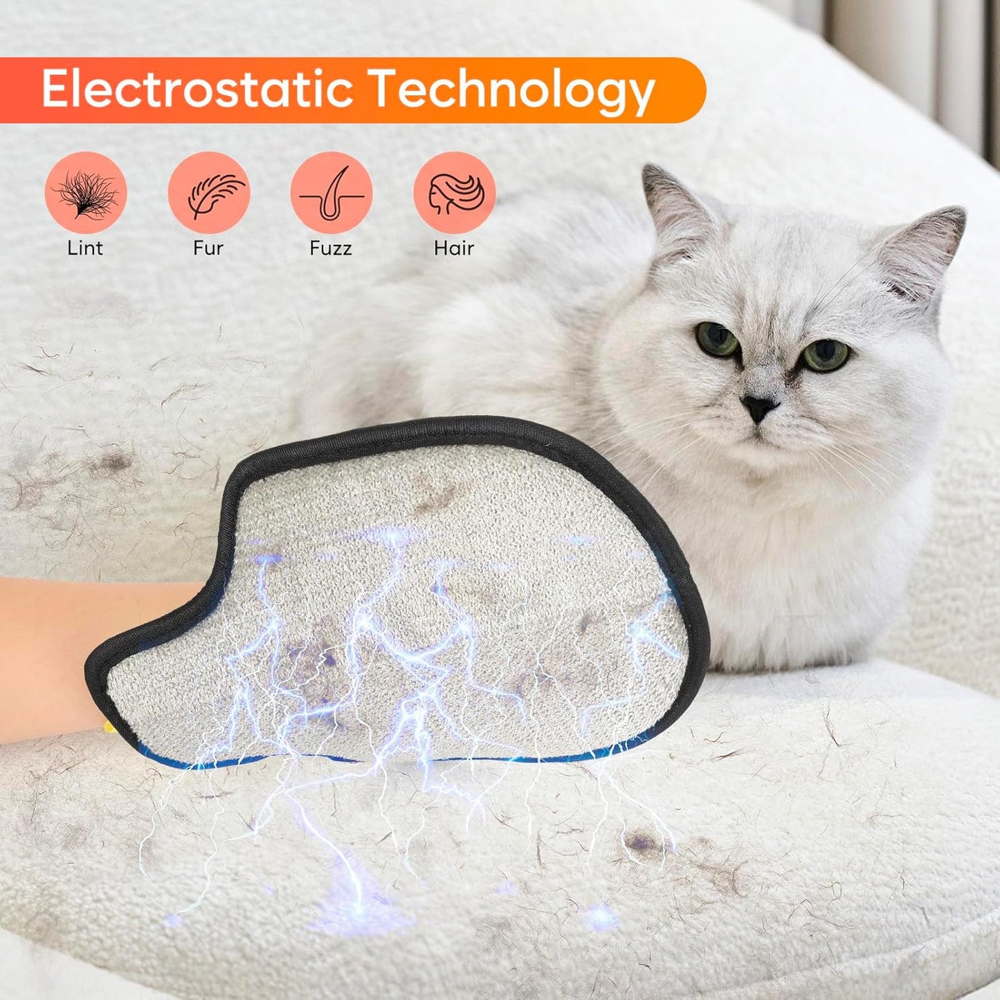 Pet Hair Removal Glove for Cats & Dogs, Reusable