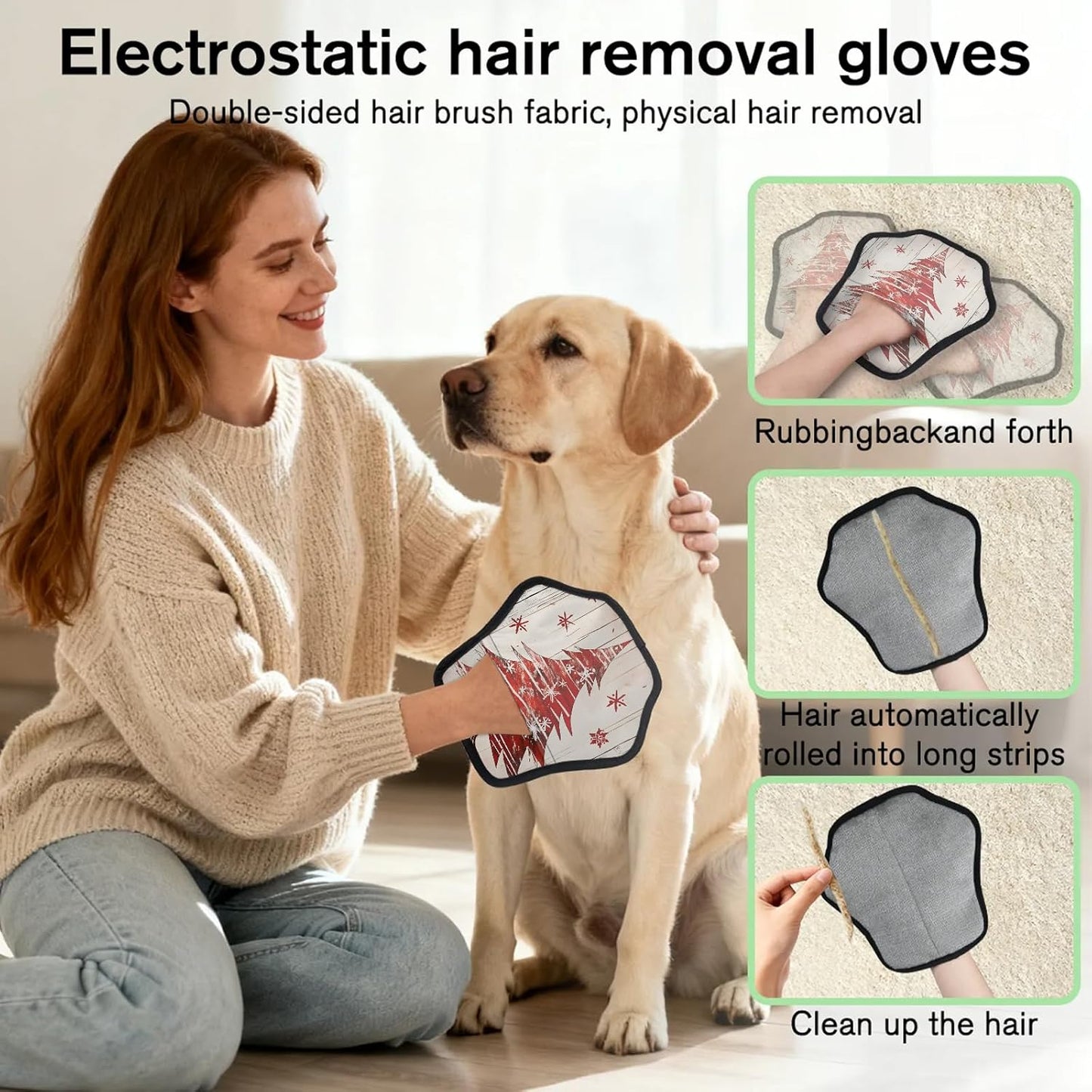 Christmas Pine Tree 2Pcs Electrostatic Reusable Pet Hair