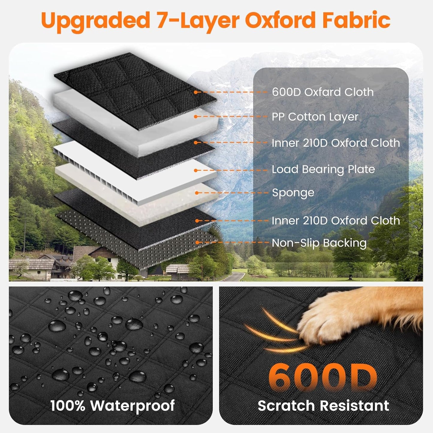 Dog Seat Cover for Back Seat Hard Bottom,Holds 500