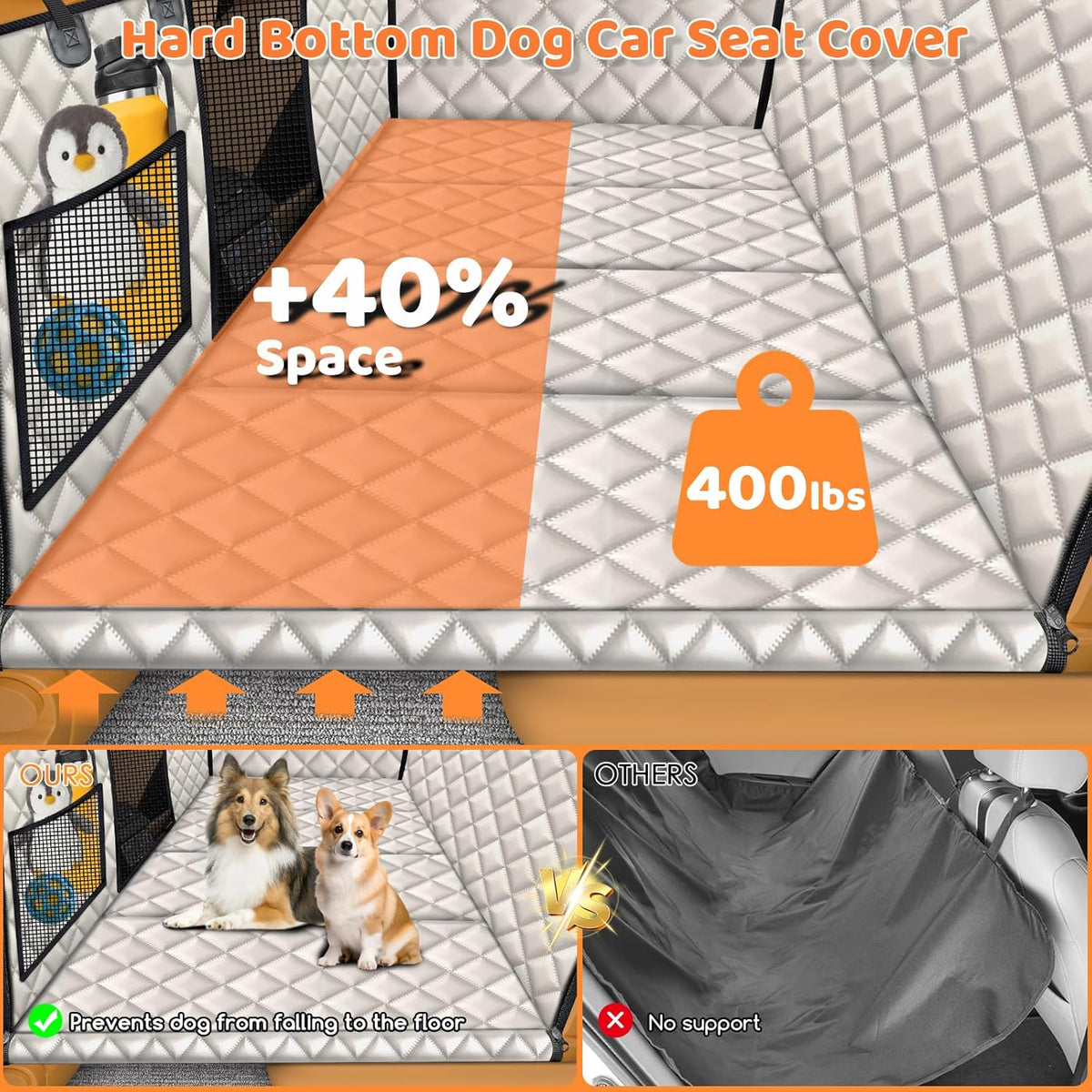 Backseat Extender for Dogs - Hard Bottom Dog Car Seat Cover