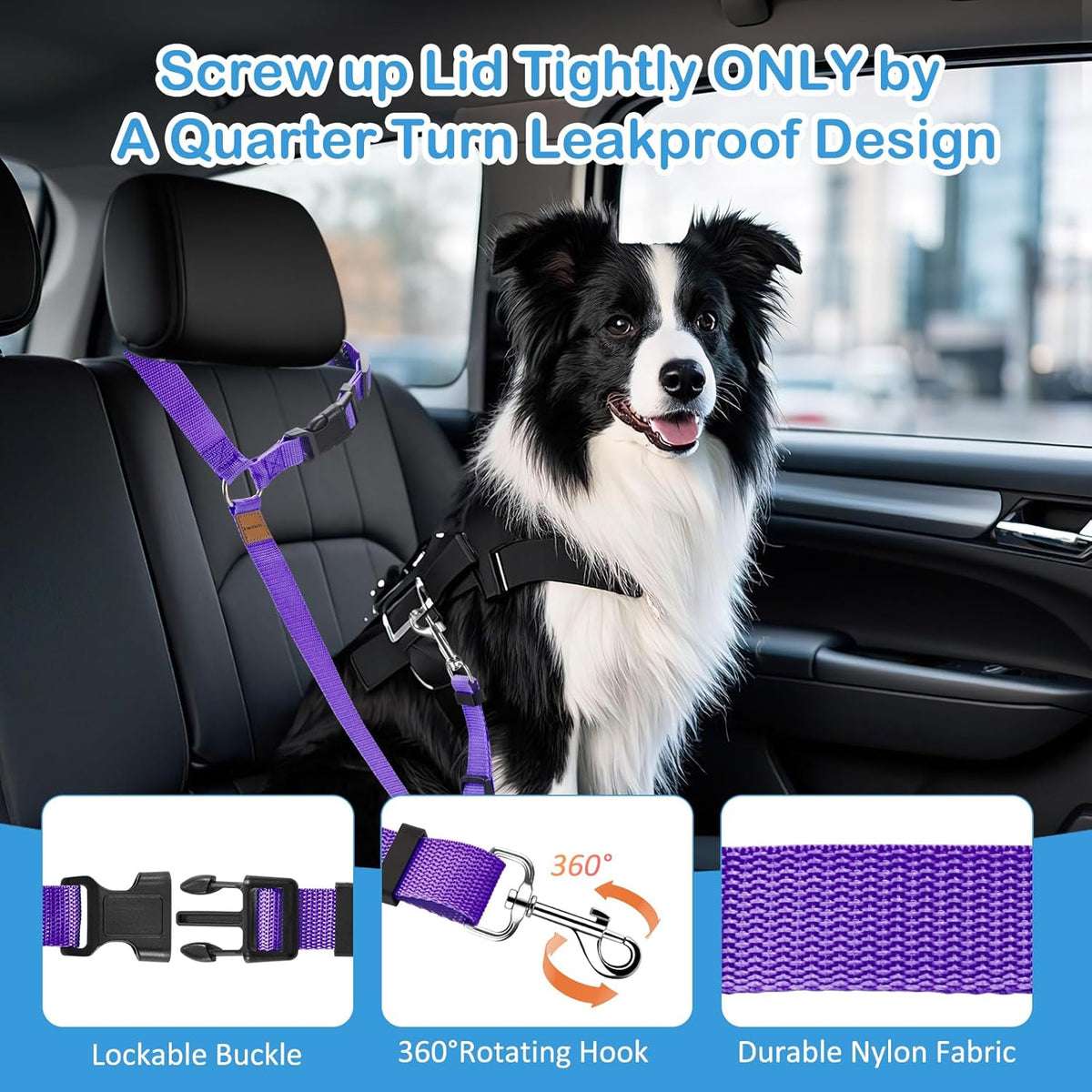 3 Pack Dog Seat Belt for Car, Car Headrest Restraint