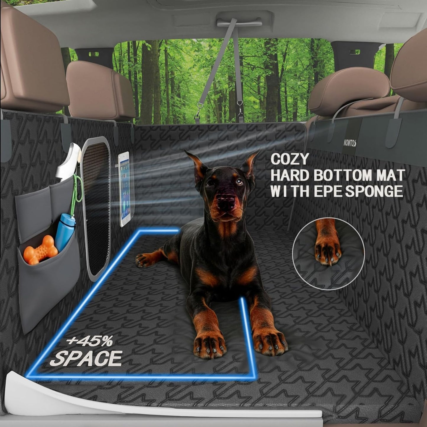 Upgraded Durable Hard Bottom Dog Car Seat Cover with EPE