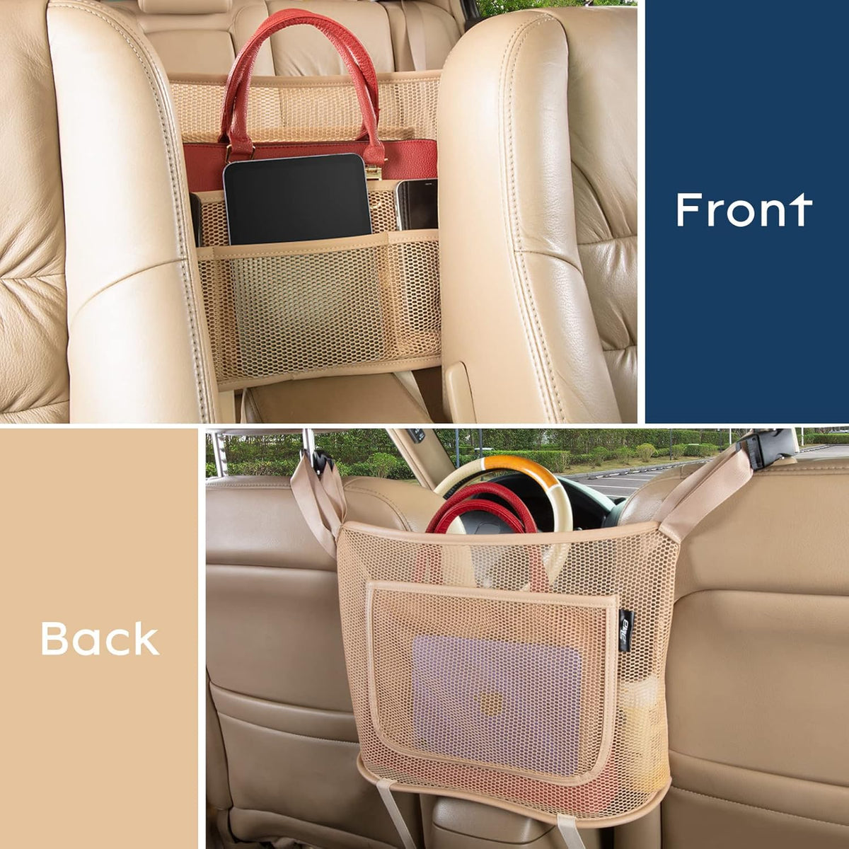 Car Organizers and Storage Mesh Bag, Purse Holder, Car Net