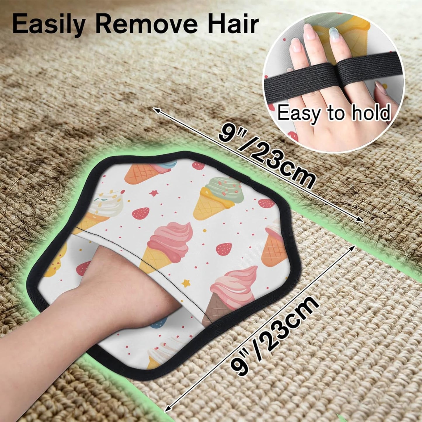 Lovely Ice Cream 2Pcs Electrostatic Reusable Pet Hair