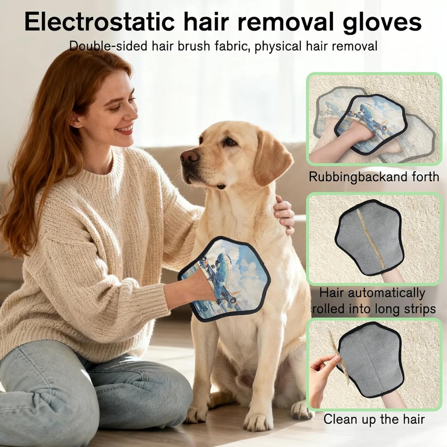 Pet Hair Removal Glove for Dogs Cats Reusable Washable Set