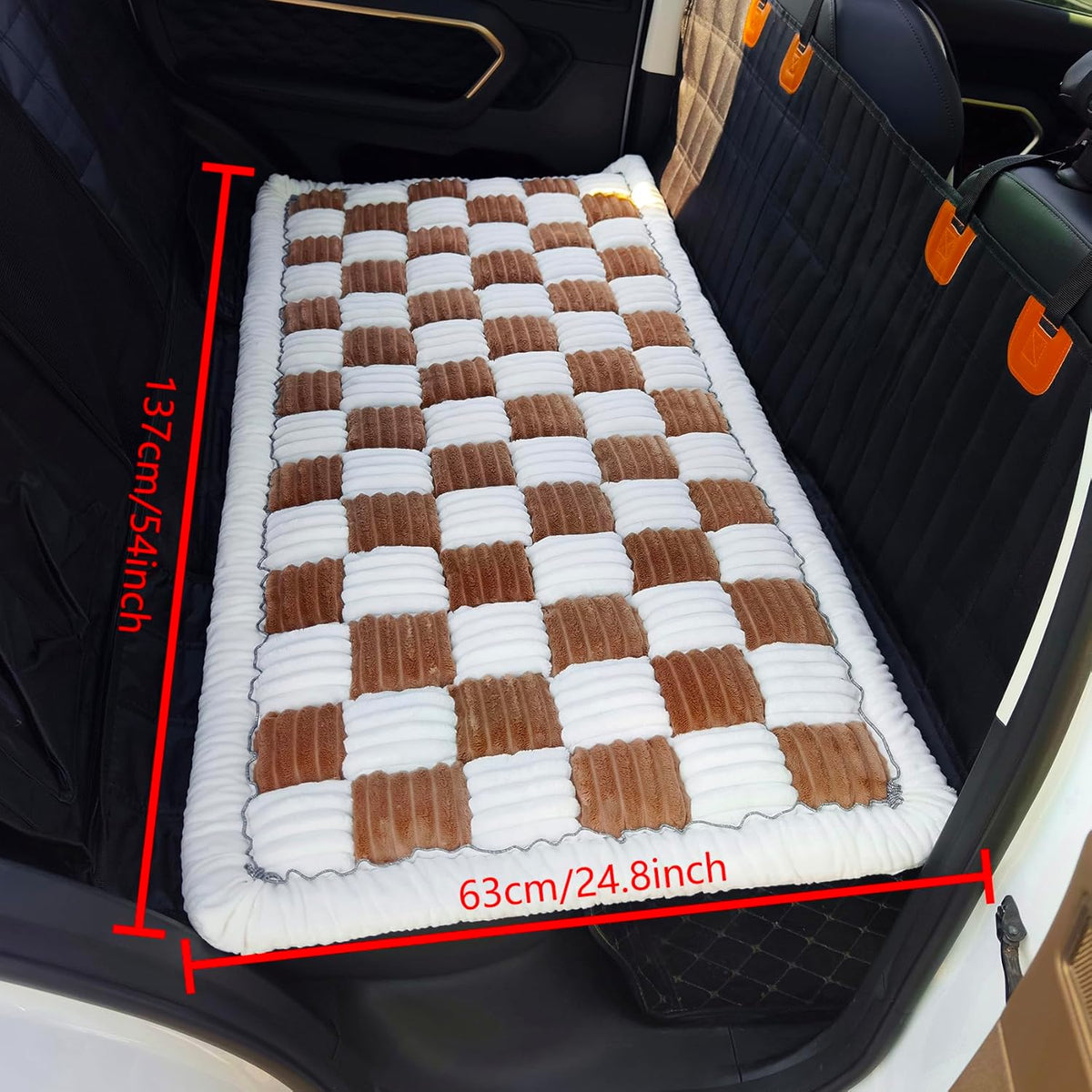 Backseat Pet Bed Mat, Truck Plaid Dog Bed for Car Back