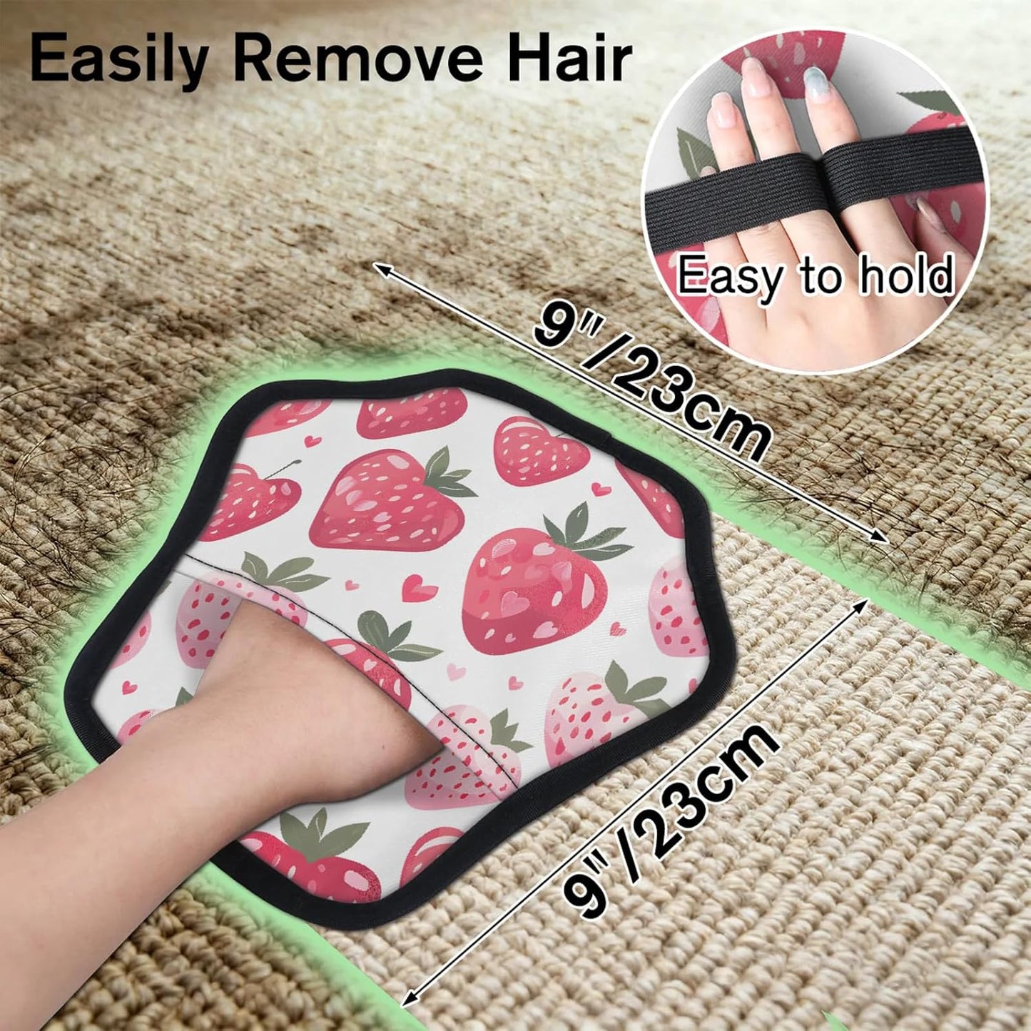 Red Strawberry 2Pcs Electrostatic Reusable Pet Hair Removal