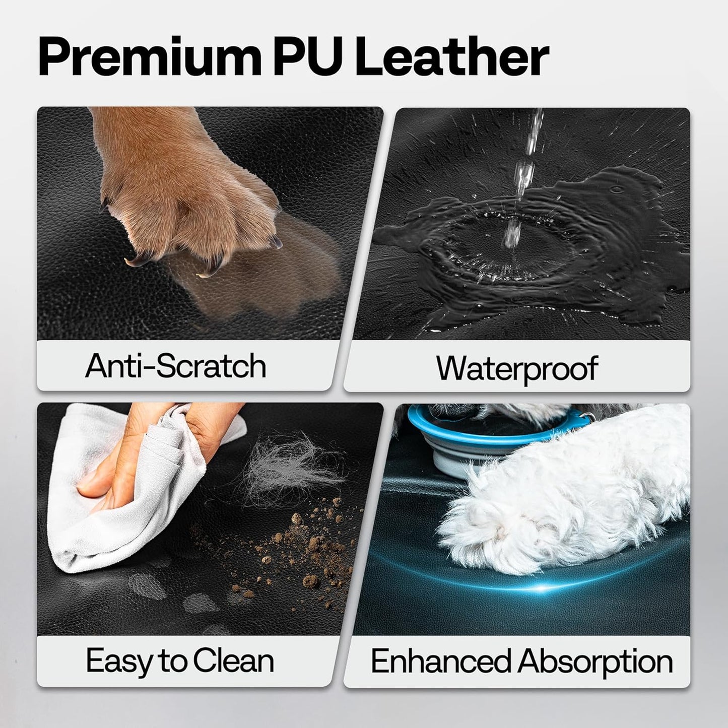 Dog Car Seat Cover for Back Seat 53", Upgraded PU Leather