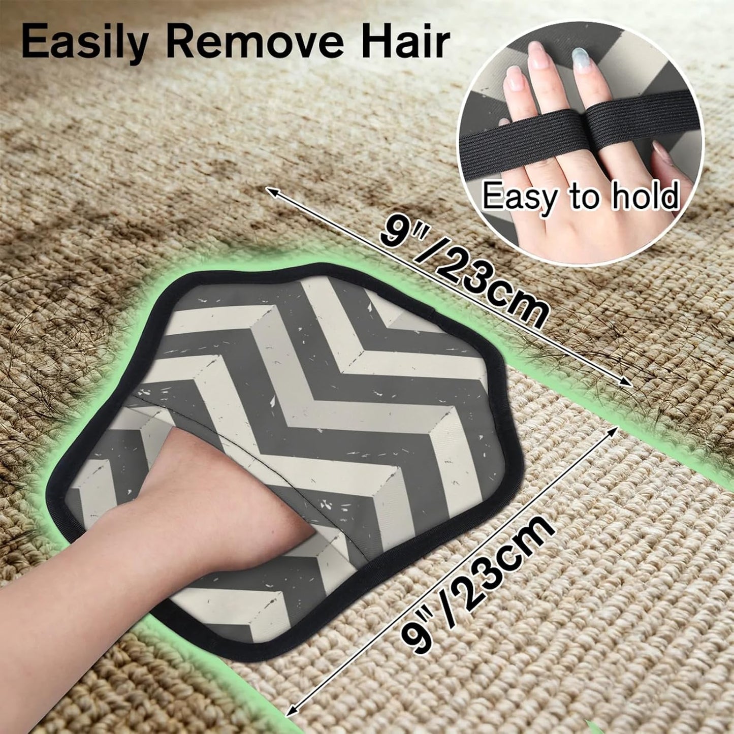 Gray Chevron 2Pcs Electrostatic Reusable Pet Hair Removal