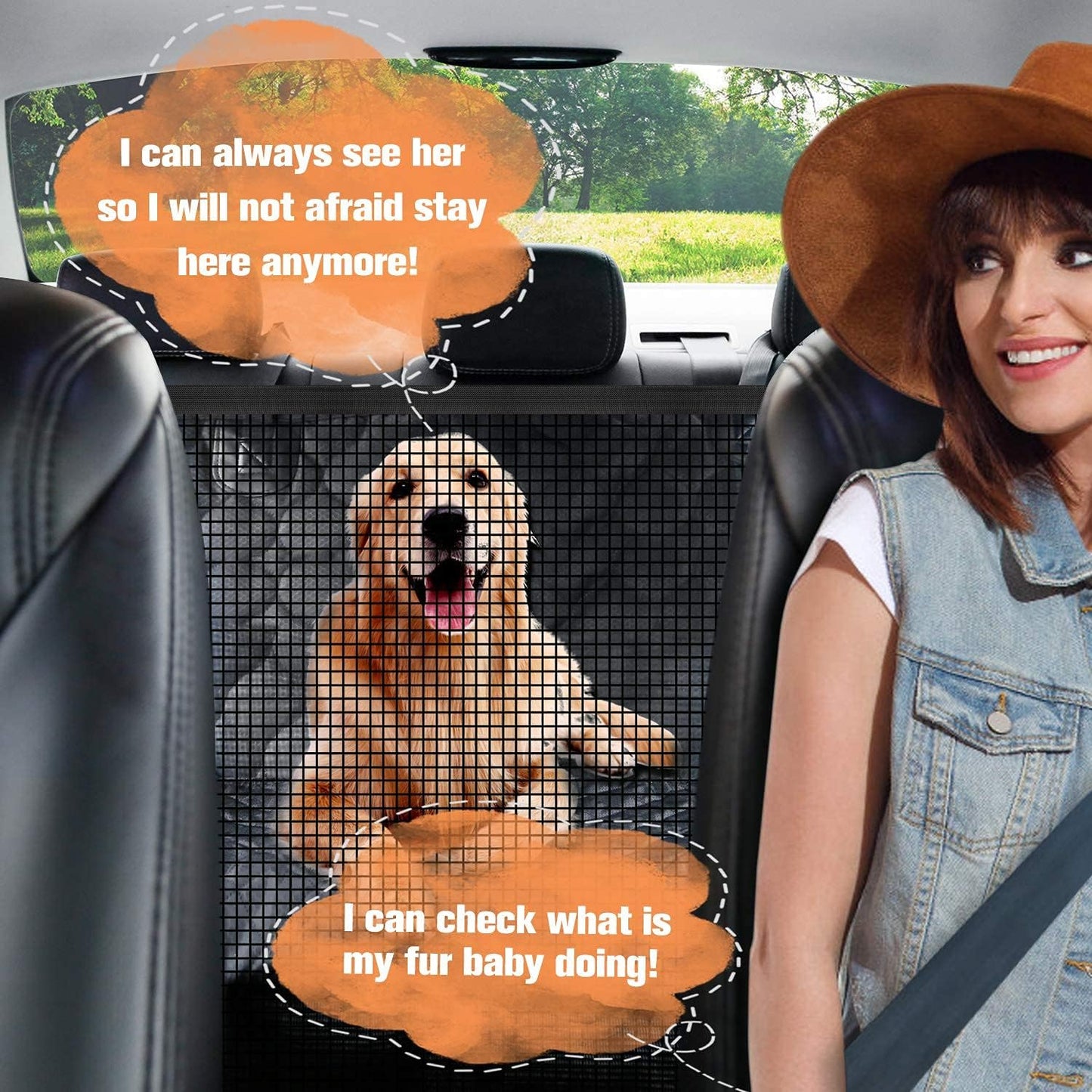 Dog Car Seat Cover with Mesh Window, Pet Seat Cover for