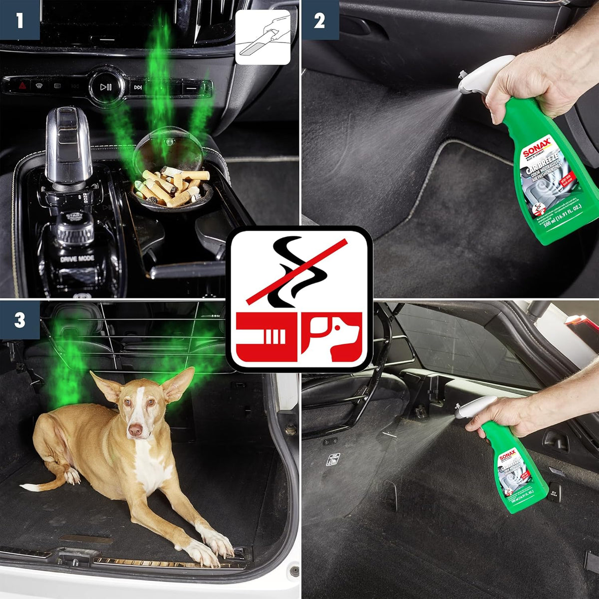 SONAX Car Breeze | Odor Neutralizer for Car Interior | Eliminates Nicotine, Animal & Other Unpleasant Odors | Safe, Organic-Based Formula | Long-Lasting, Pleasant Fragrance | 292241 | 500ml