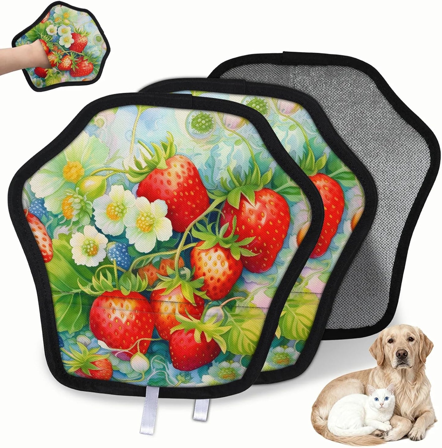 Strawberry Print 2Pcs Electrostatic Reusable Pet Hair
