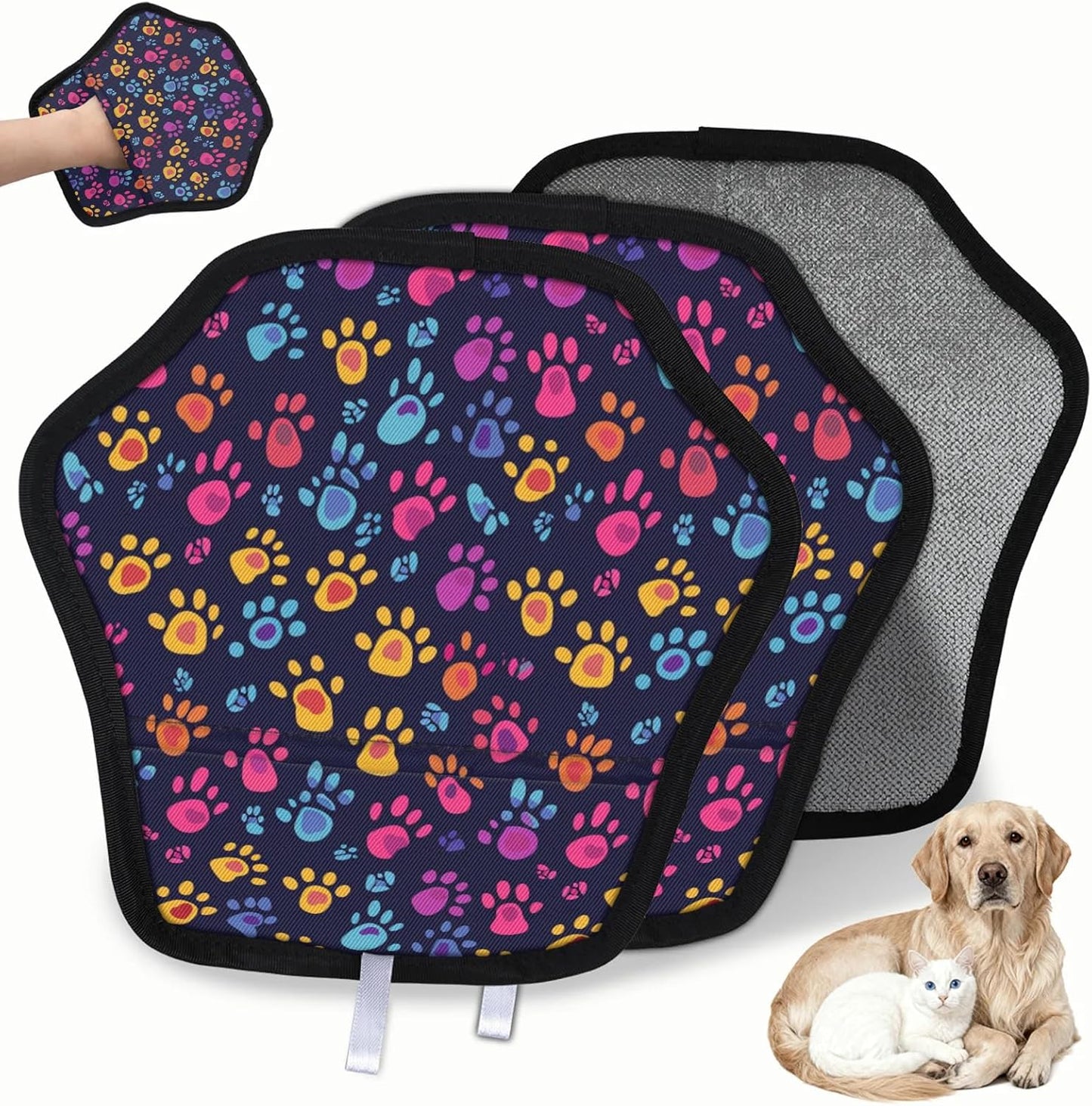 Colorful Dog's Paw 2Pcs Electrostatic Reusable Pet Hair