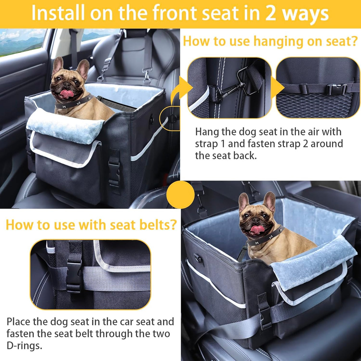 Foldable Dog Car Seat for Small Dogs,Potable Puppy Booster