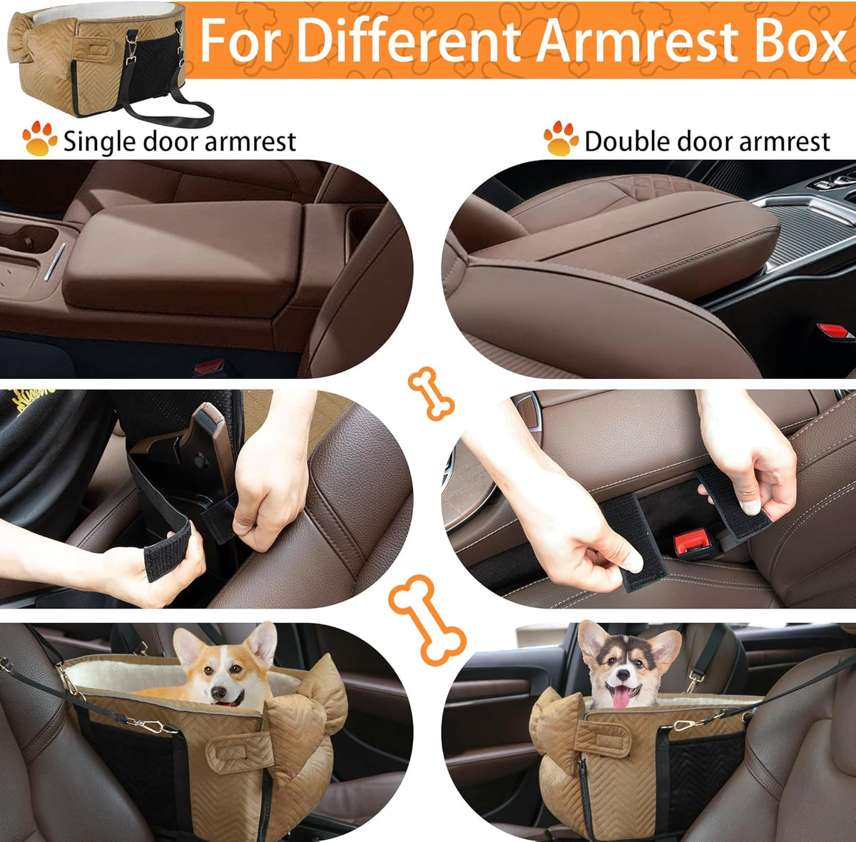 Dog Car Seat for Small Dogs Adjustable Portable Center