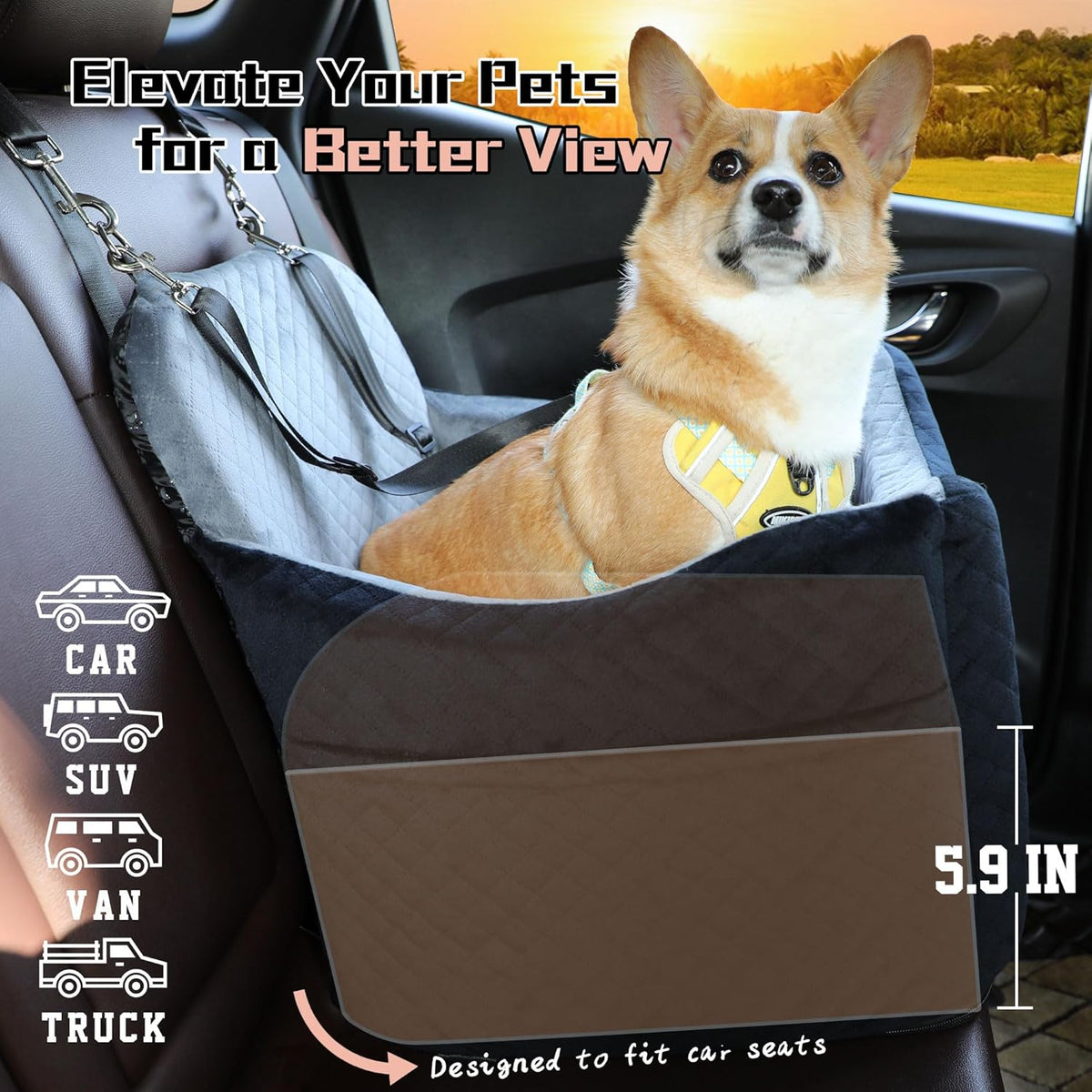 Dog Car Seat for Small/Medium Dogs,Pet Booster Seat with