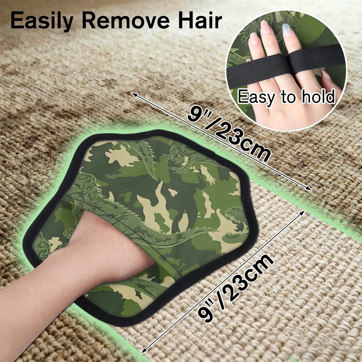 Dinosaur Green Camo 2Pcs Electrostatic Reusable Pet Hair