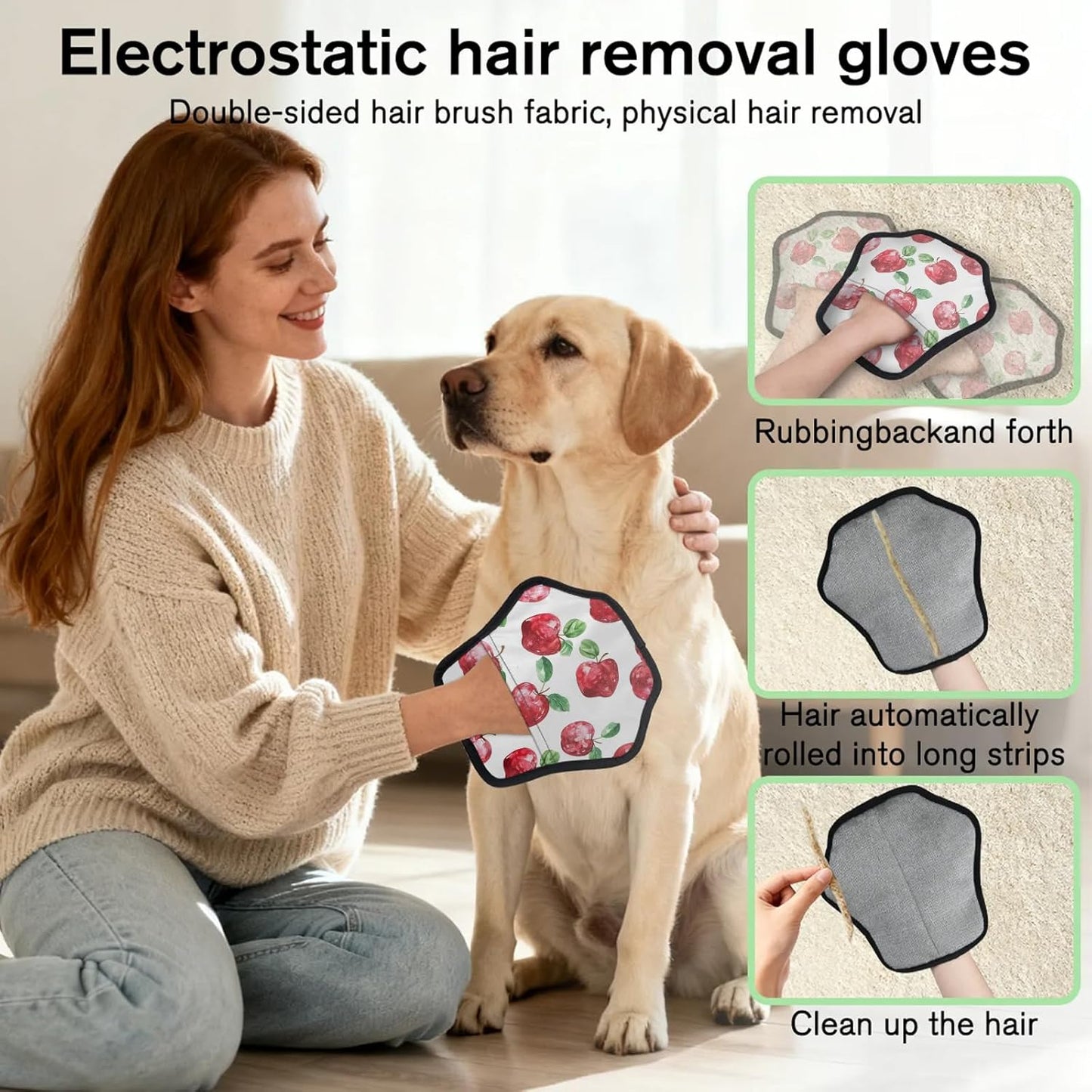 Apples Watercolor 2Pcs Electrostatic Reusable Pet Hair