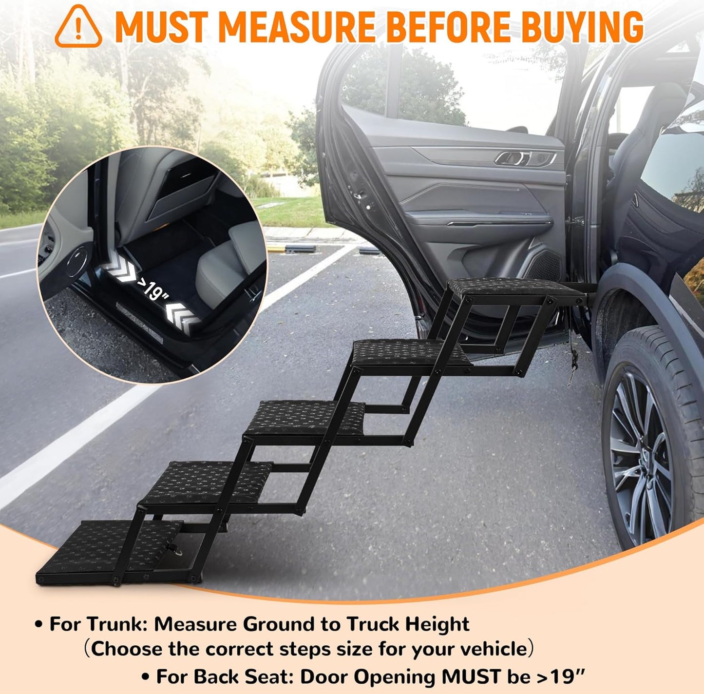 Dog Stairs for Car - Foldable Dog Ramps for Large Dogs with