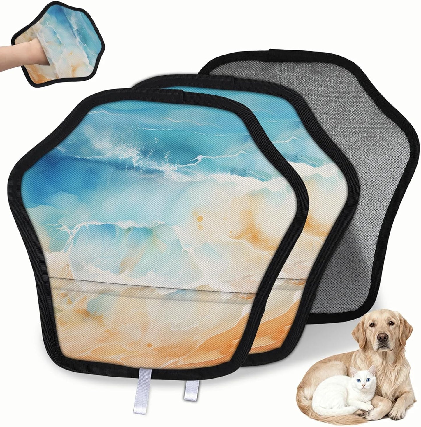 Ocean Beach Coastal Seaside 2Pcs Electrostatic Reusable Pet
