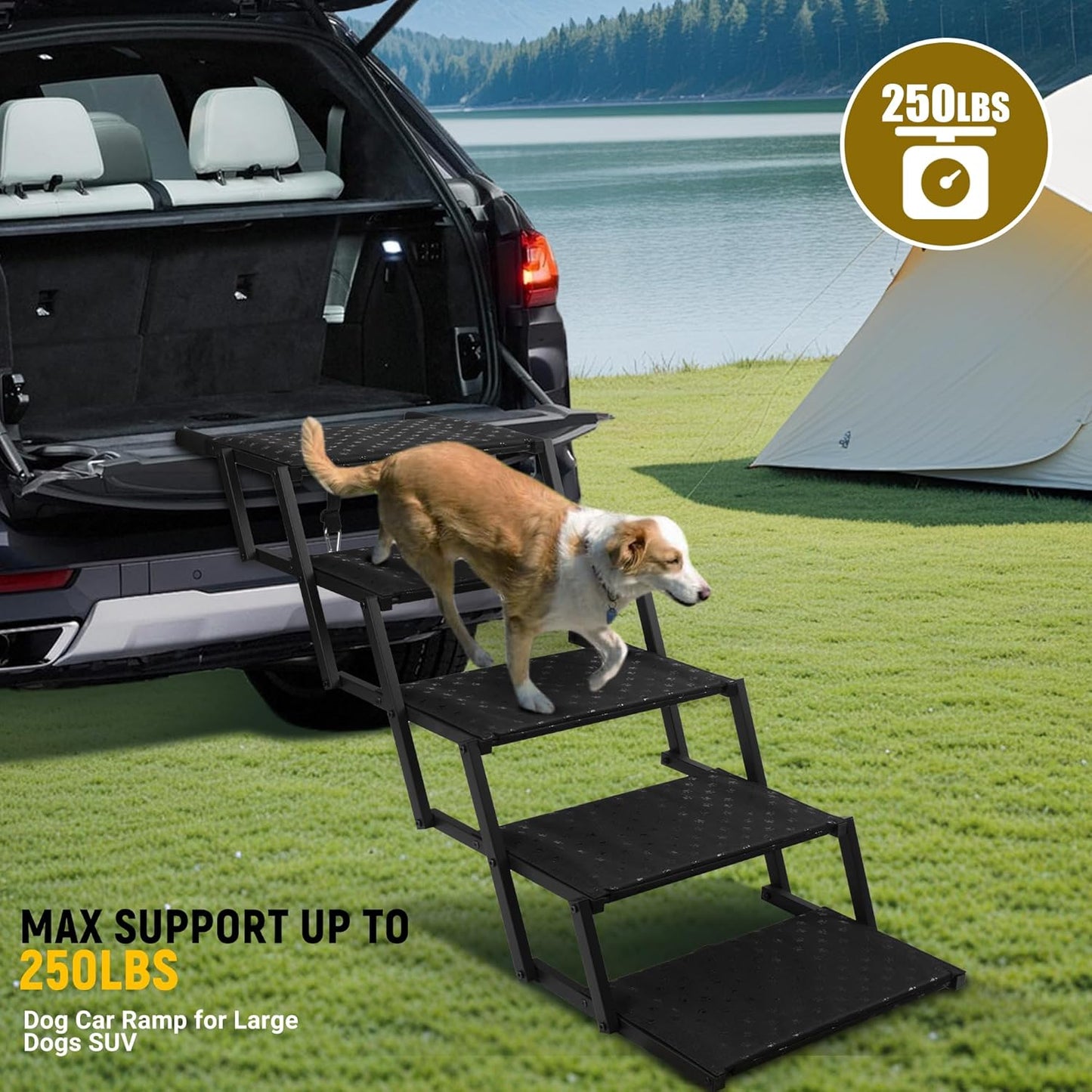 Dog Stairs for Car - Foldable Dog Ramps for Large Dogs with