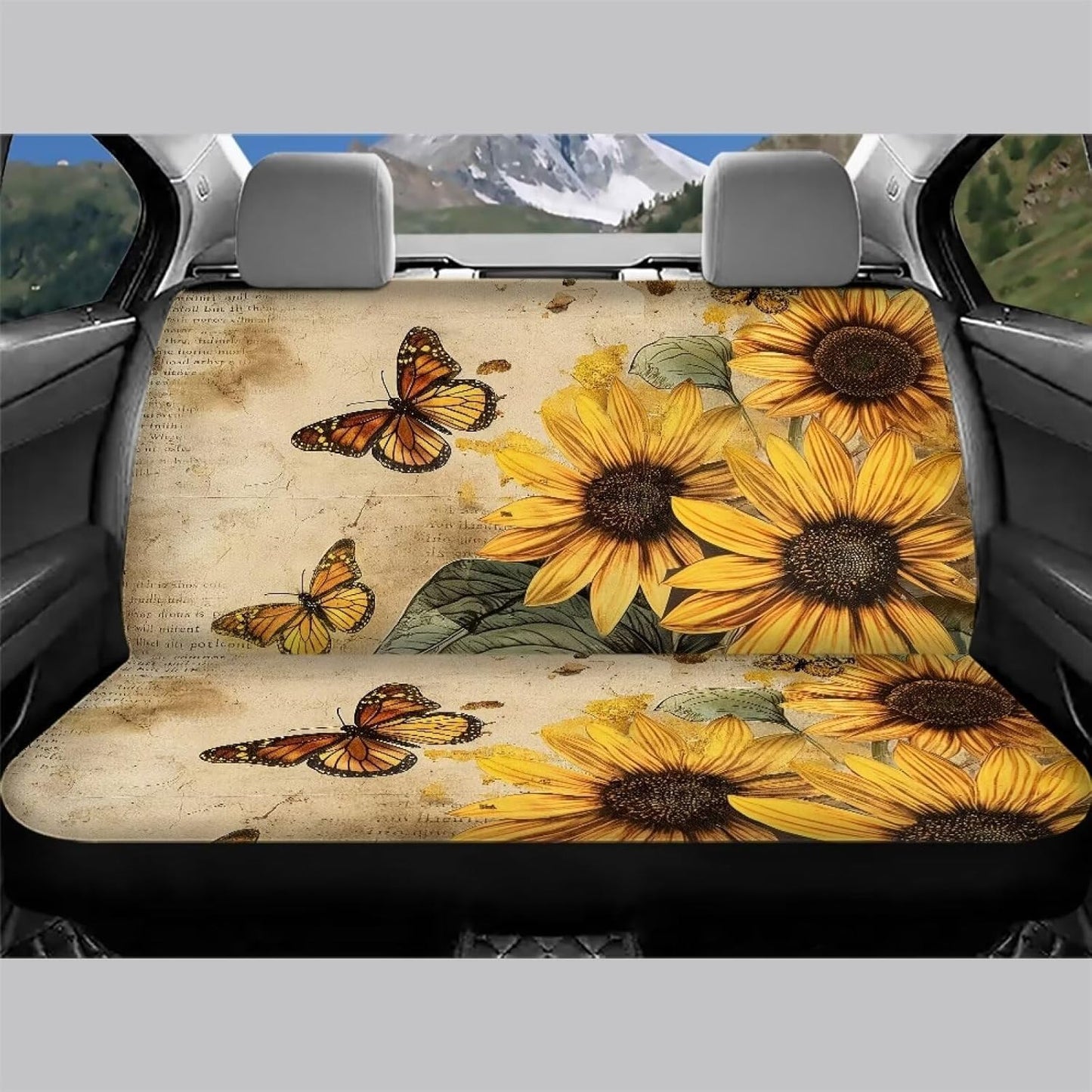 Vintage Butterfly Car Seat Cover Back Only Sunflower Rear