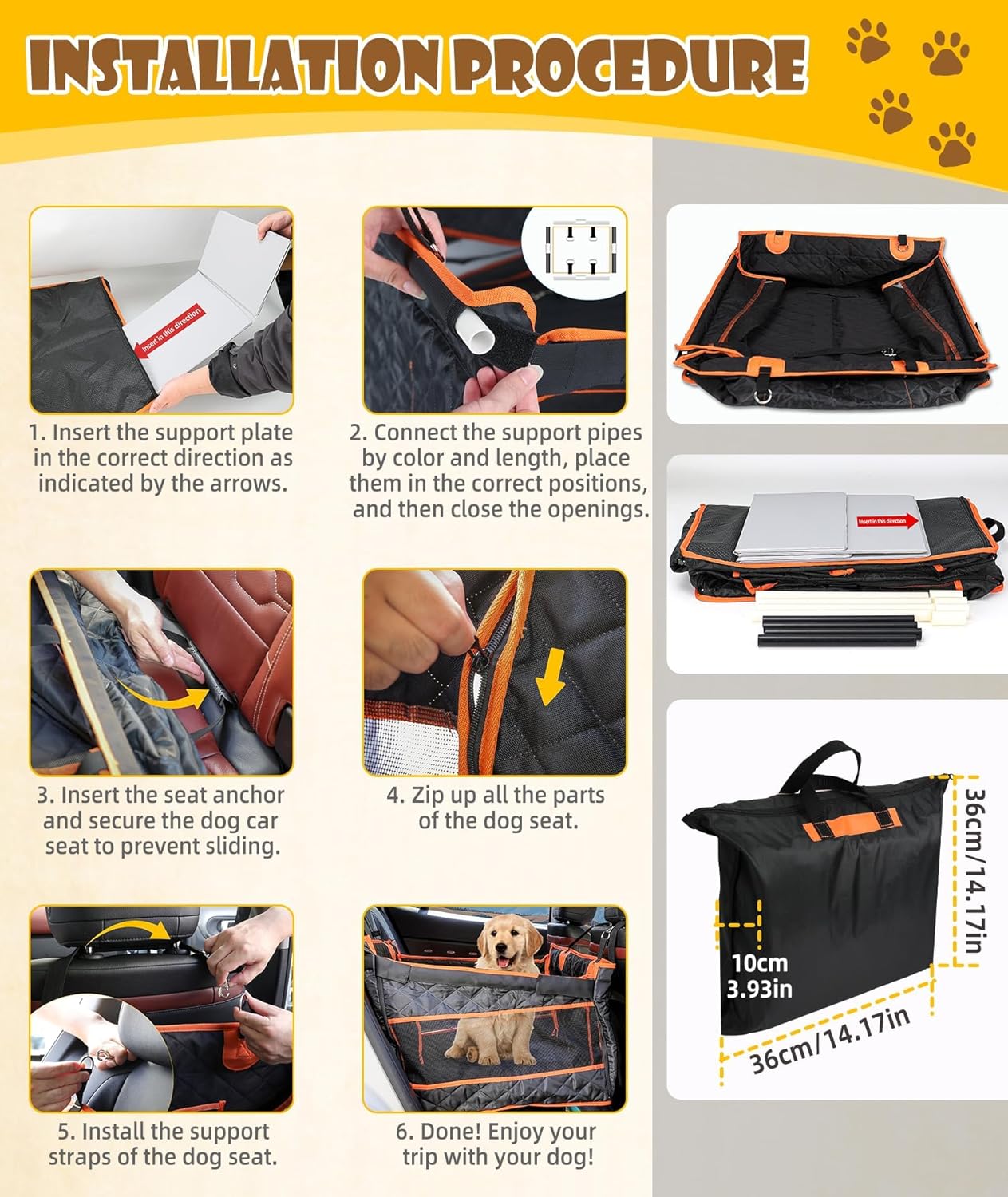 Dog Car Seat for Large Medium Dogs, Back Seat Extender with