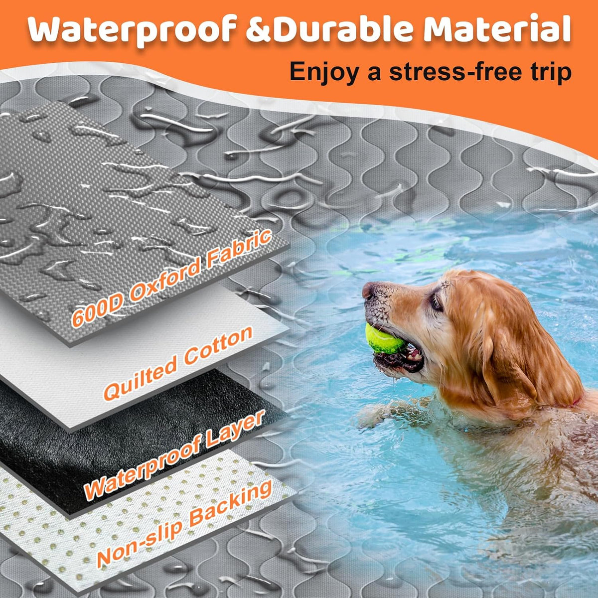 Dog Car Seat Cover for Back Seat - Waterproof Car Seat