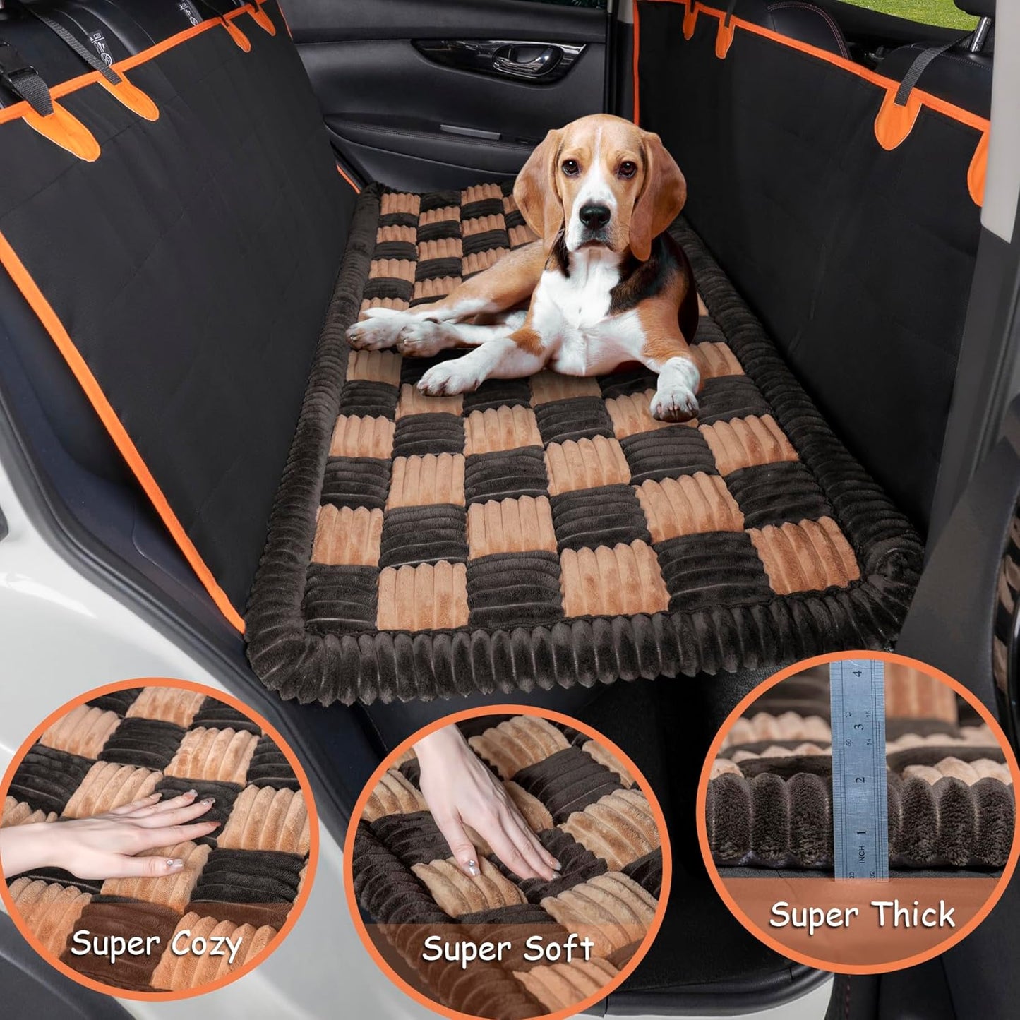 Dog Bed for Car Back Seat, Non-Slip Backseat Dog Car Bed
