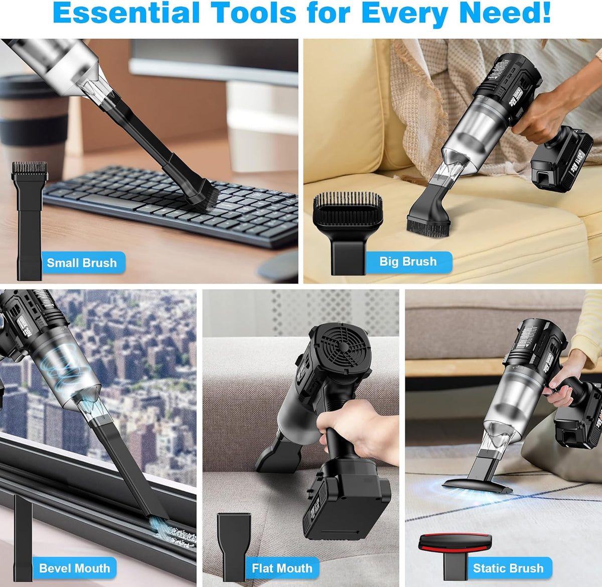Car Vacuum Cordless, 35000PA Strong Suction Handheld Vacuum