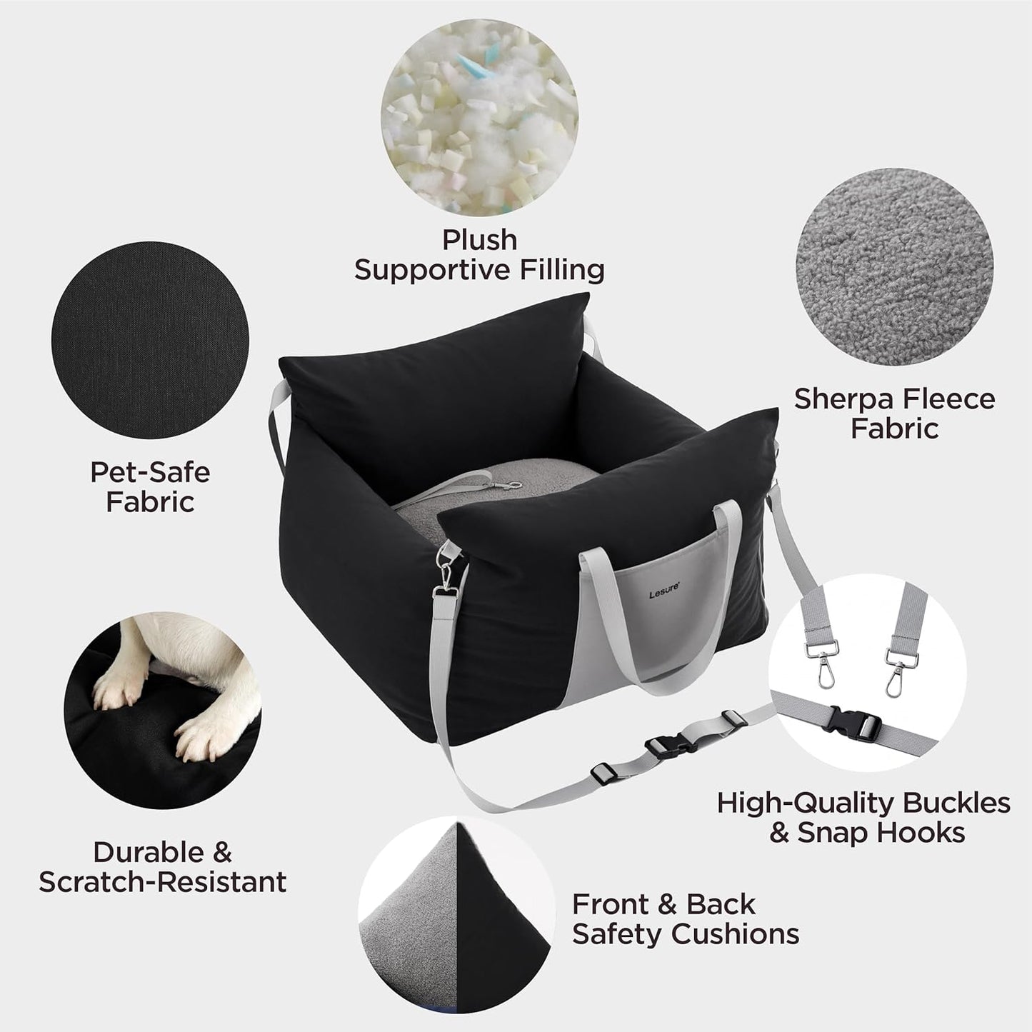 Lesure Small Dog Car Seat for Small Dogs - Waterproof Dog