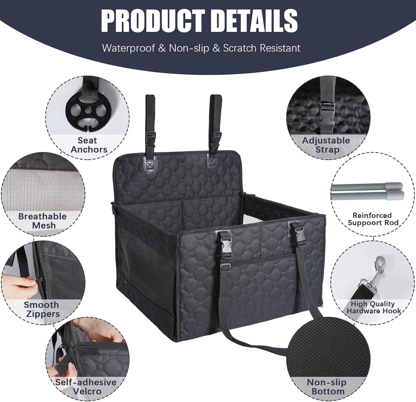 Dog Car Seat for Medium Small Dogs, Pet Car Seat with